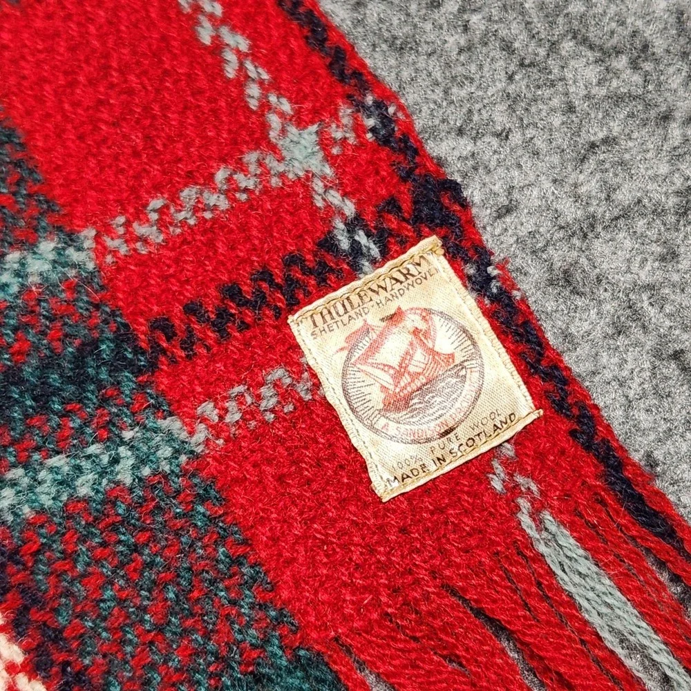 Sandison Vintage Thulewarm Shetland Handwoven Tartal Plaid Wool Scottland Scarf